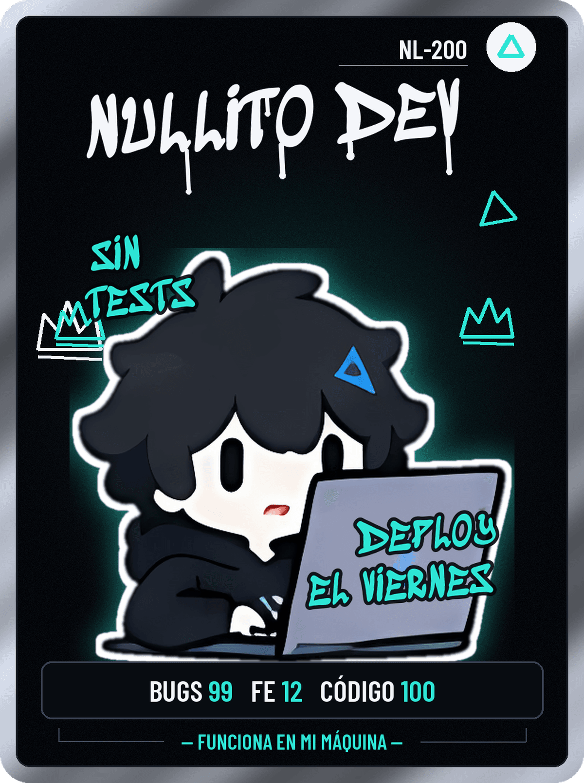 Tarjeta de Nullito Dev programando con su laptop